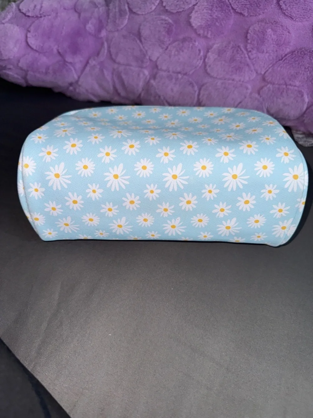Vintage Daisy Print Light Blue Cosmetic Pouch